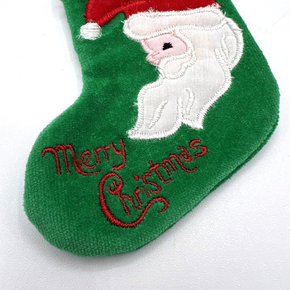 Dakin 1986 Mini Embroidered Christmas Stocking, Santa Claus, Merry Christmas EUC - Picture 4 of 7